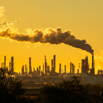 Large factory producing air pollution